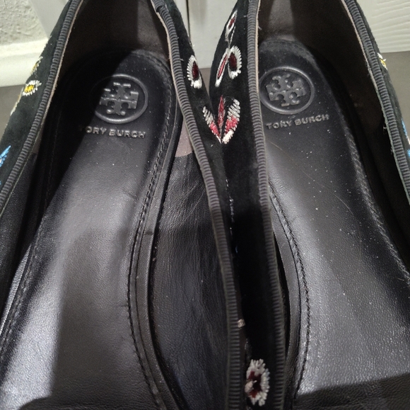 Tory Burch Navy Floral Embroidered Flats - Picture 6 of 10